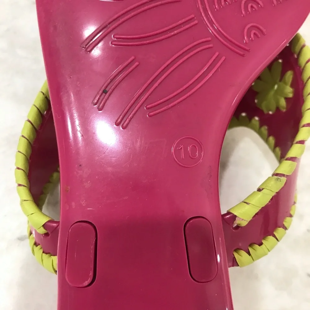 JACK ROGERS Bahamas Jelly Sandals Pink Yellow Thong Sandal - Picture 4 of 5